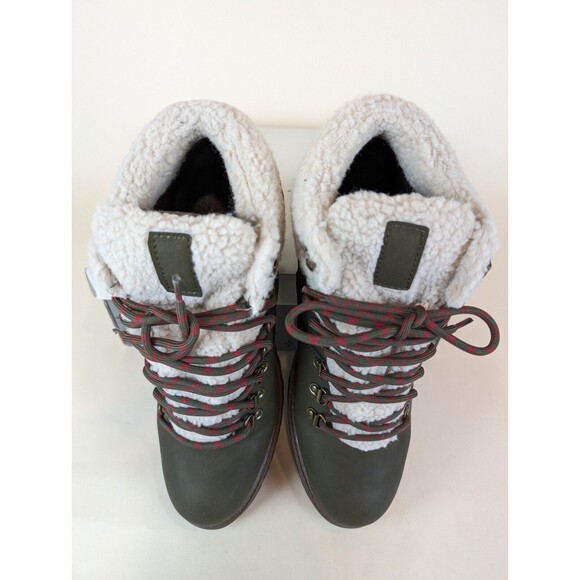 Sun Stone Glenn Winter Boots Mens 11 M Olive Faux Fur Trimmed Lace Up Shoes NWB - Picture 4 of 10